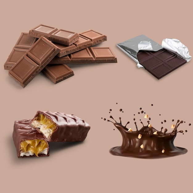 Isolamento de chocolate realista de vetores livres