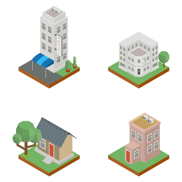 Isometric building exterior icon