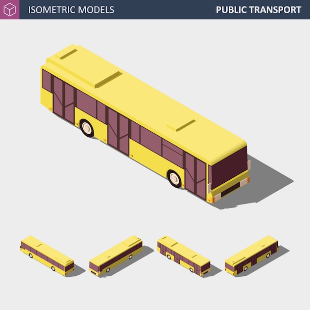 Isométrica ícone de ônibus público da cidade. Ilustração.