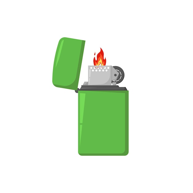 isqueiro de gasolina verde em um vetor de fundo branco