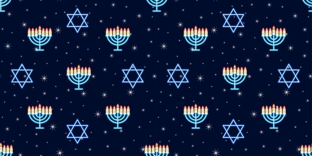 Israel neon sem costura padrão de fundo de ano novo judaico