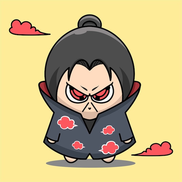 Itachi uchiha art cartoon vetor isolado