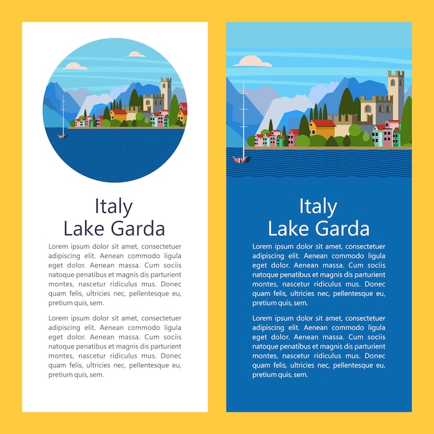 Itália. lago garda. city salo. ilustração vetorial