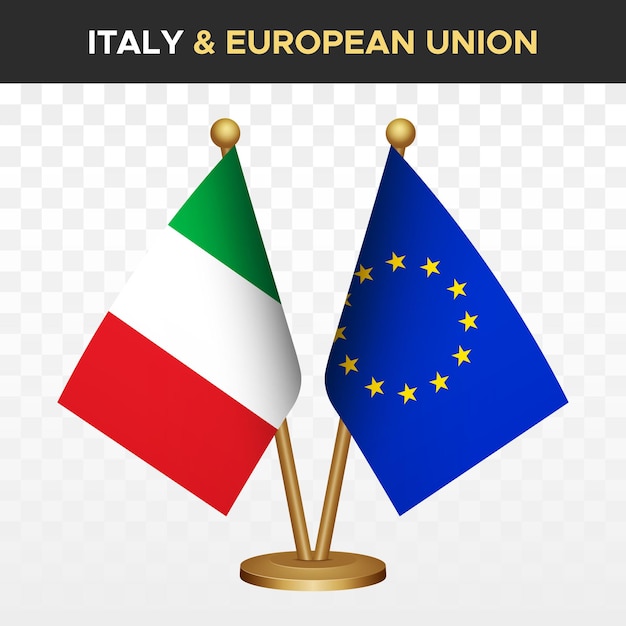 Itália vs. União Europeia bandeiras da União Europeia bandeira de mesa de pé 3D italiana bandiera italia