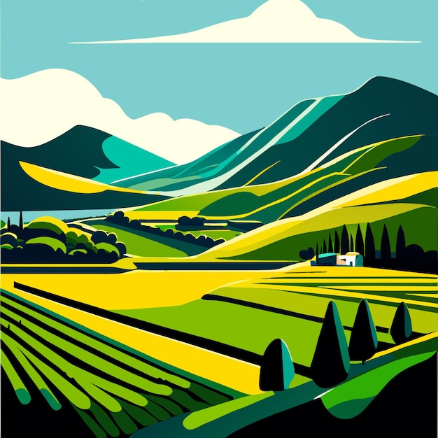 Italiantoscanavalleyfield ilustraçãoprof