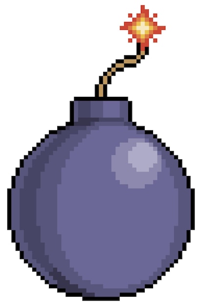 Vetor item de bomba de pixel art para jogo de 8 bits em fundo branco