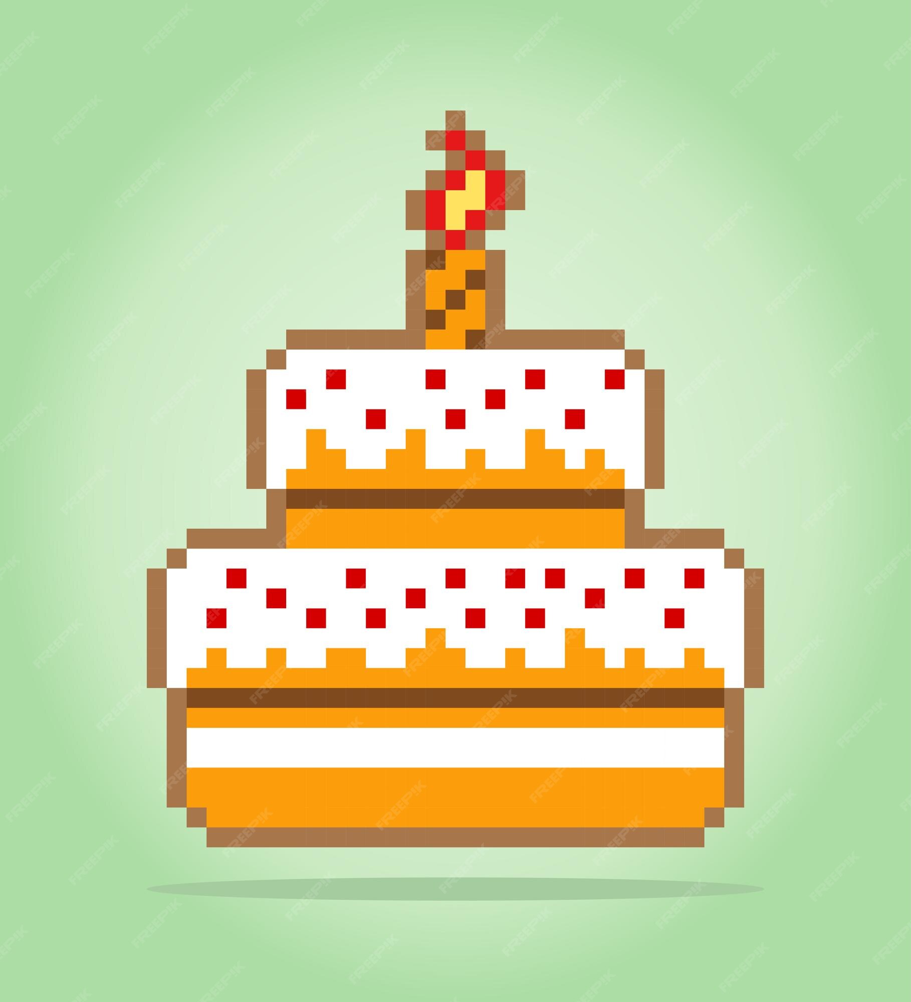 Item de comida de fatia de torta de pixel art para jogo de bits