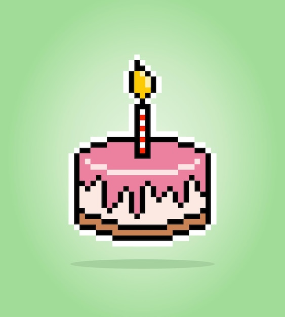 Item de comida de fatia de torta de pixel art para jogo de bits