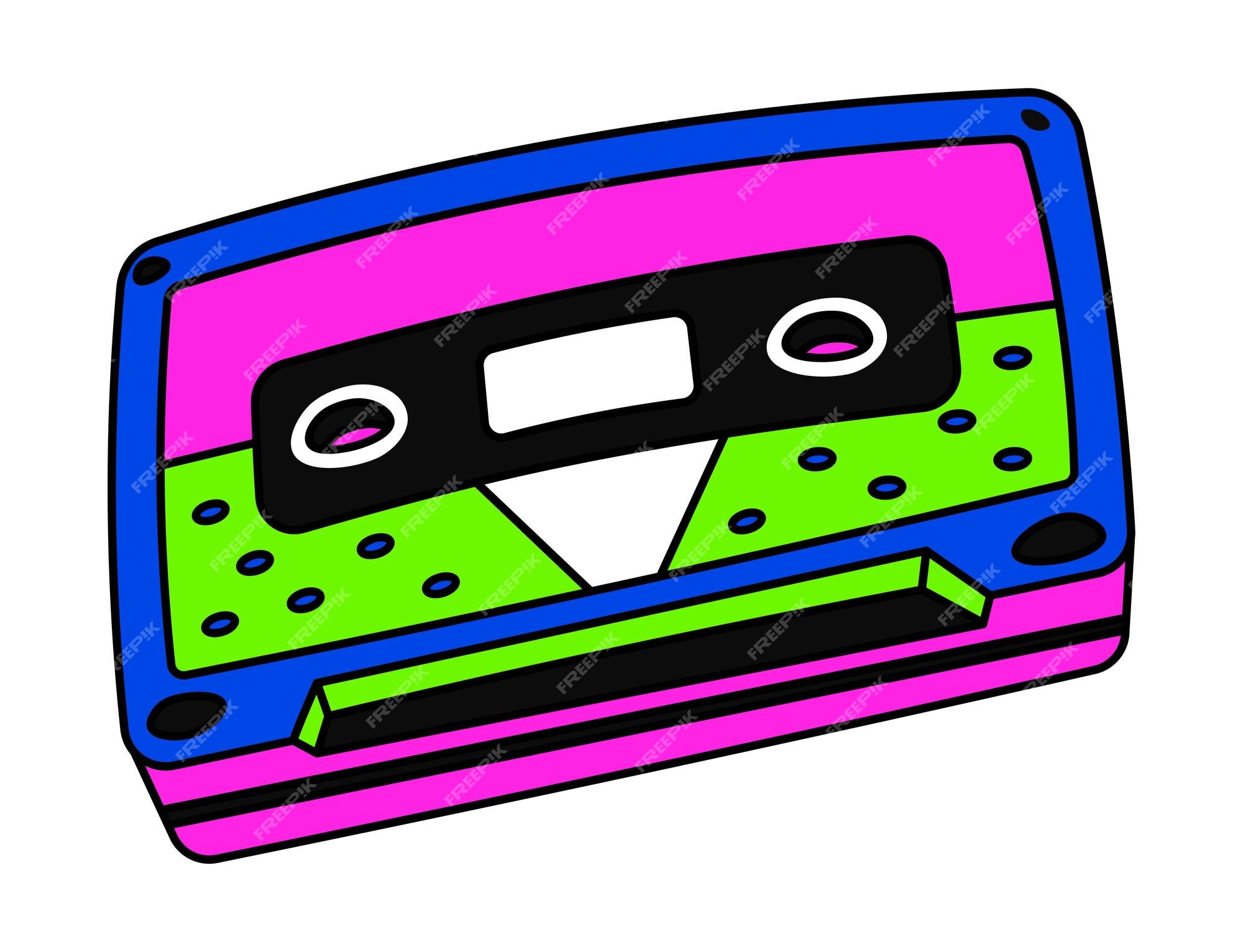 velho retro música jogador, na moda juventude cassete fita gravador. vetor  desenho animado pop ilustração, anos 90 estilo. 28546967 Vetor no Vecteezy