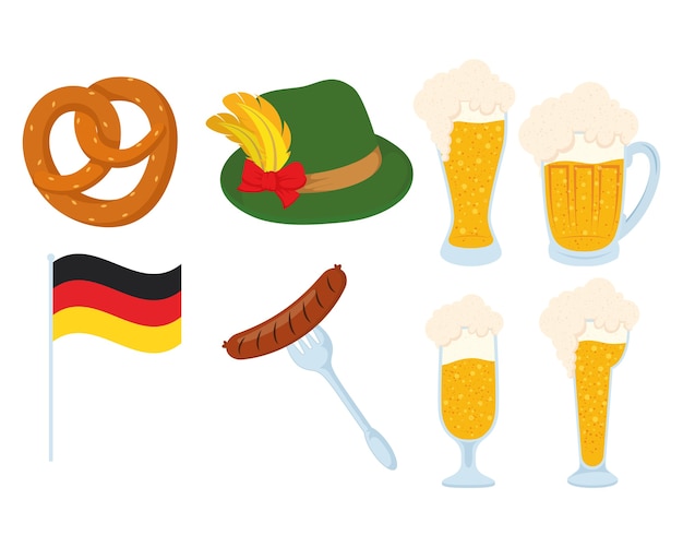 Itens de celebração da festa da Oktoberfest isolados