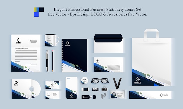 Itens de papelaria de negócios profissional elegante livre vector eps design logo acessórios grátis vector