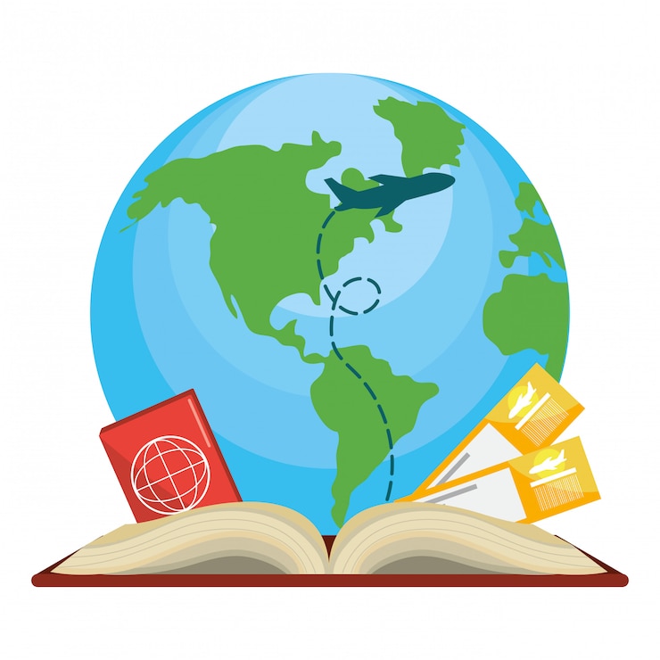 Vetor itens de viagem e ícone de livro