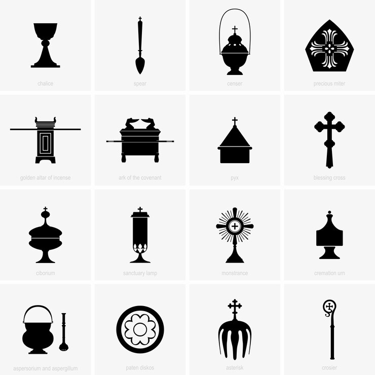 Vetor itens religiosos e de missa