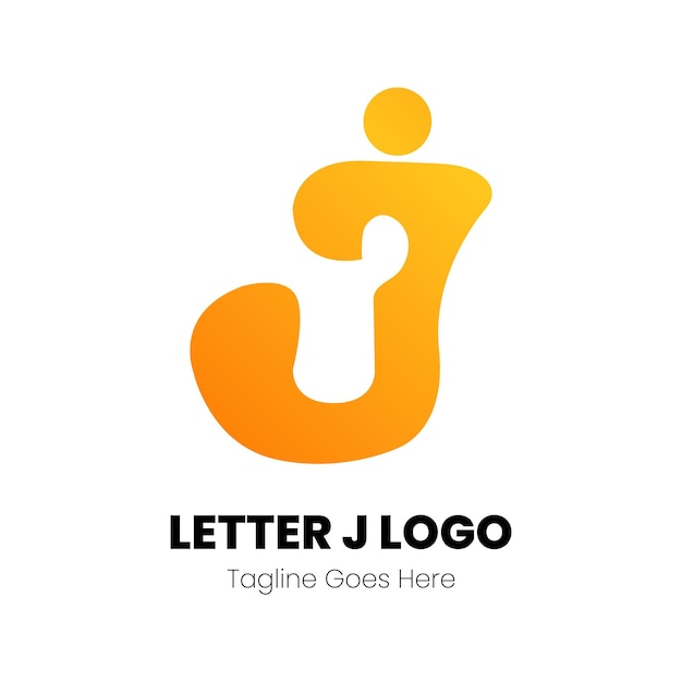 J Letra Logo Icon gradiente laranja Modelo de design Arte vetorial de elementos