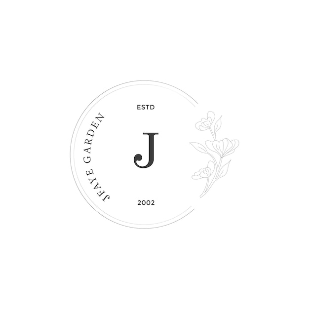 Vetor j letter logo com conceito floral criativo para imóveis de beleza de negócios da empresa vetor premium