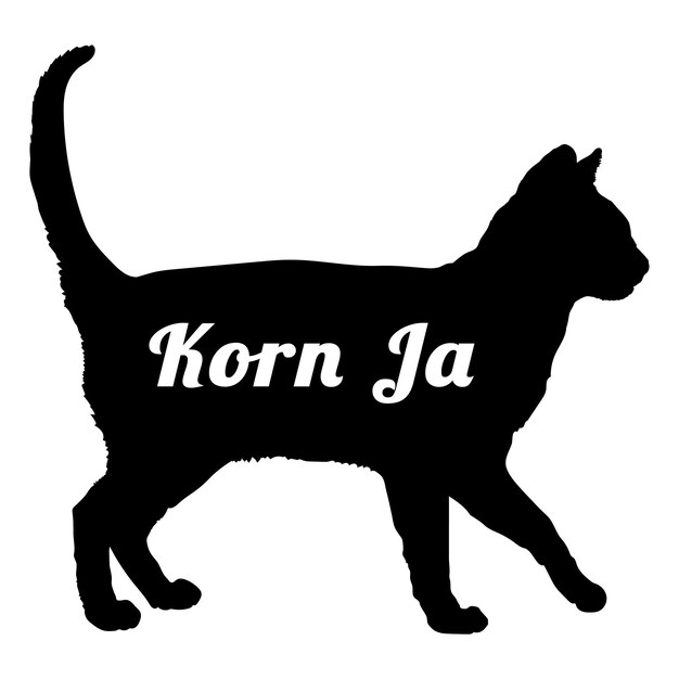 Ja silhueta de gato korn cria vetor de monograma de logotipo de gato