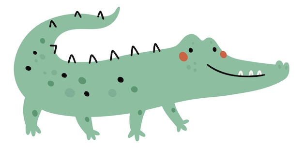 Jacaré fofo crocodilo sorridente no estilo de impressão infantil