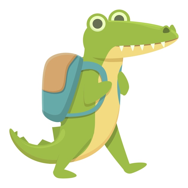 Jacaré vai para a escola ícone desenho animado vetor crocodilo fofo bebê réptil