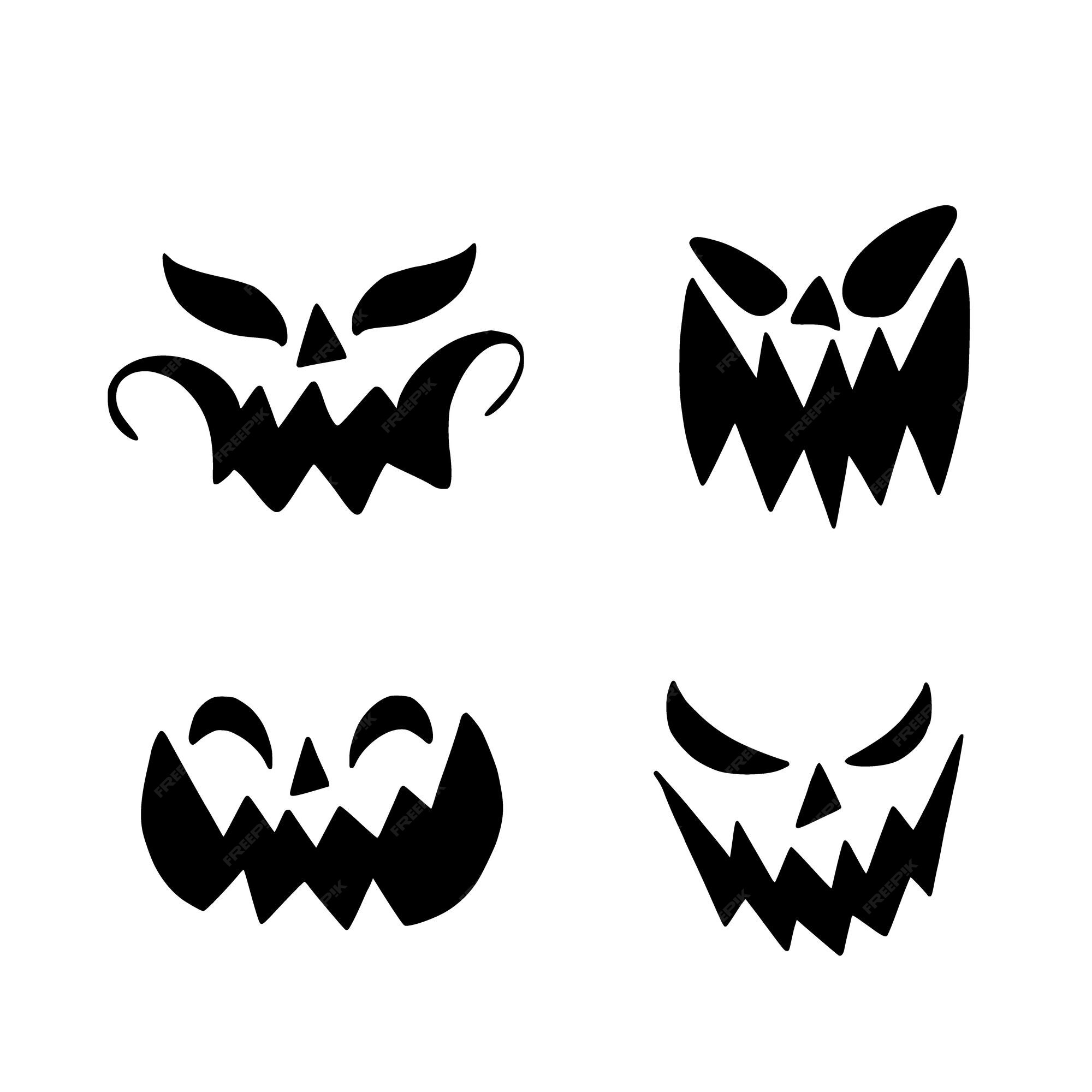 Conjunto De Rostos Assustadores E Engraçados Para Abóbora Ou Fantasma De  Halloween. Expressões Faciais De Jackolantern. Simples Co Ilustração do  Vetor - Ilustração de fantasma, olhos: 224078003