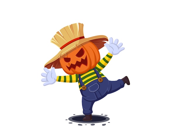 Jack o lanterna halloween cabeça de abóbora ilustração vetorial em estilo de desenho animado isolado em fundo branco gravura de abóbora de halloween design e desenho à mão