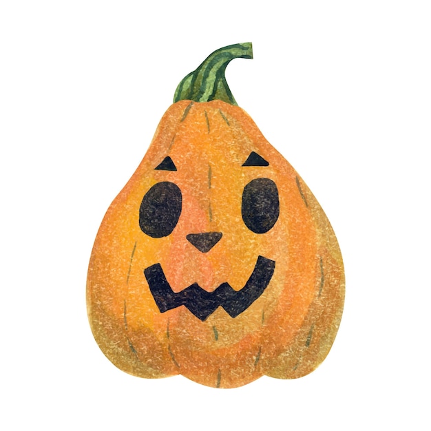 Jack o lanterna ou abóboras de halloween sorridentes ilustração em aquarela pintada à mão.