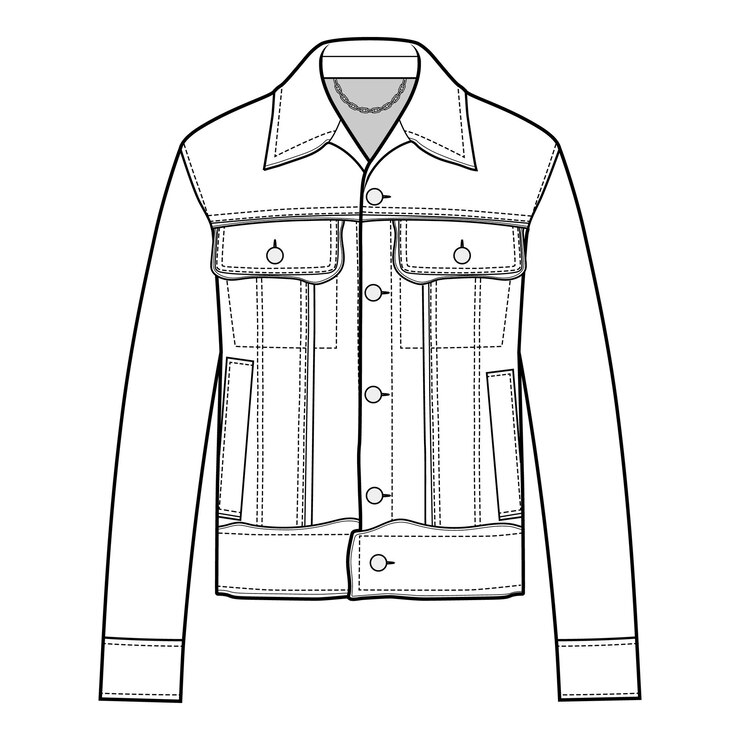 Vetor jacket de denim clássico de frente