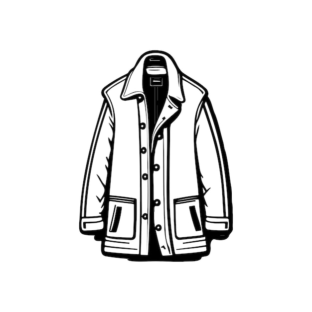 Vetor jacket icon desenho à mão tecido de cor preta elemento vetor e símbolo do logotipo de inverno