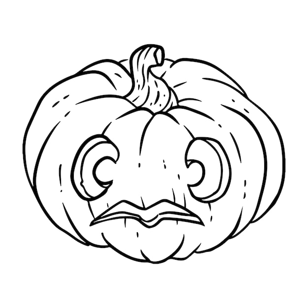 JackoLantern Abóbora de Halloween Bonito ícone de desenho animado de cara de abóbora esculpida assustadora Mão desenhada ilustração lineart isolada para cartões de desenhos de impressões