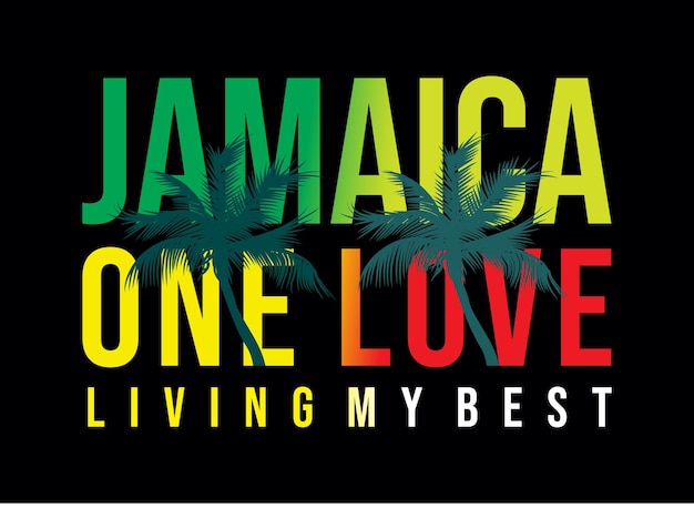 Vetor jamaica one love tipografia design t shirt pronta para imprimir vetor premium