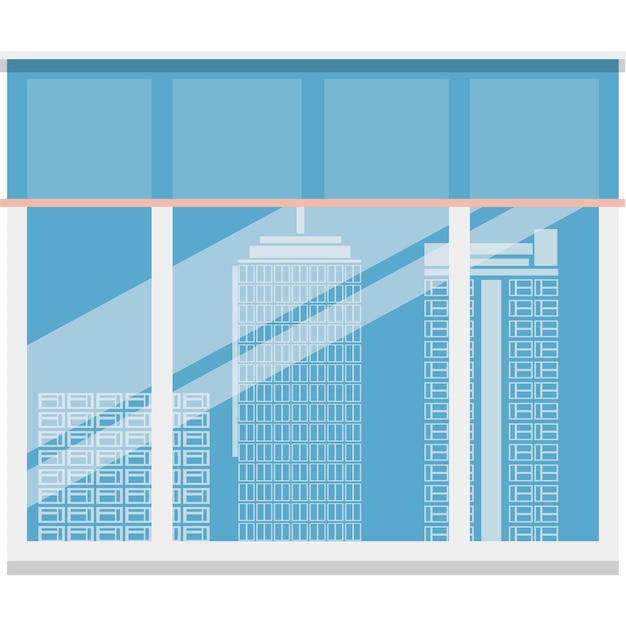 Vetor janela com ícone plano vetorial de paisagem urbana isolado