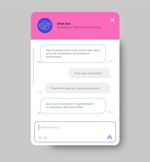 Vetor janela de bate-papo vetorial para site e aplicativo móvel