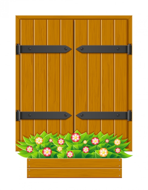 Janela de madeira do obturador fechado para design ilustração vetorial