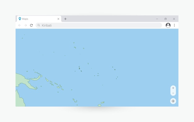 Janela de navegador com mapa de kiribati procurando kiribati na internet