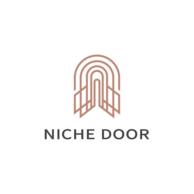 Janela de porta de nicho com ilustração de design de logotipo de estilo monoline 2