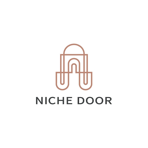 Janela de porta de nicho com ilustração de design de logotipo de estilo monoline