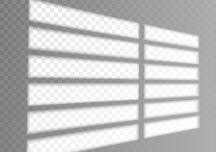 Vetor janela de sobreposição transparente e sombra de cortinas efeito de luz realista