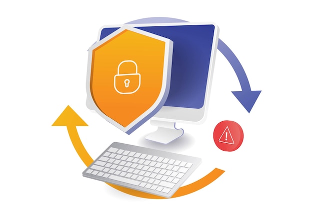 Janela de tela de aviso de segurança de dados de computador