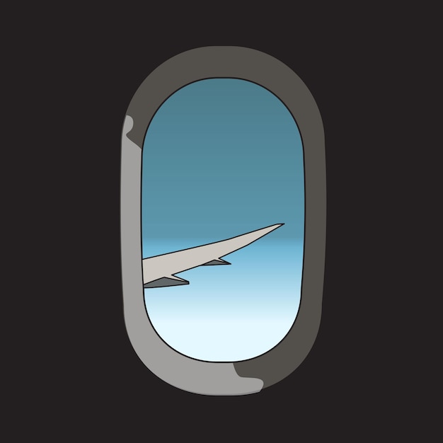 Janela do avião de ar dentro do design vetorial de ilustração da vista