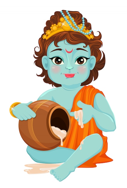 Vetor janmashtami feliz. celebrando o nascimento de krishna