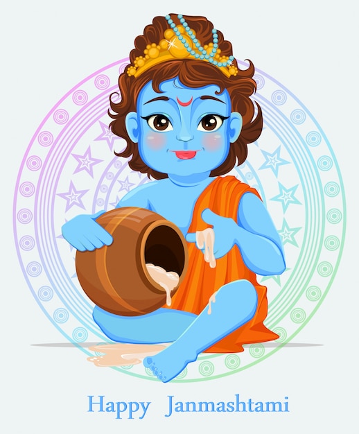 Janmashtami feliz. Celebrando o nascimento de Krishna