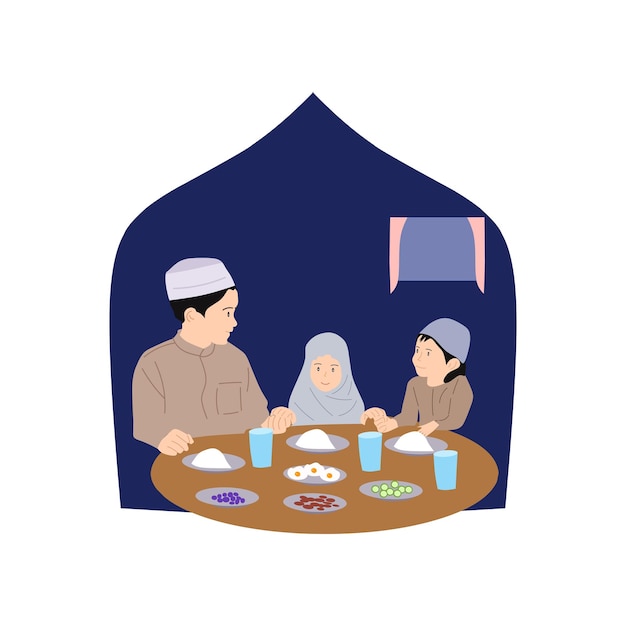Jantar de Iftar da Família Muçulmana