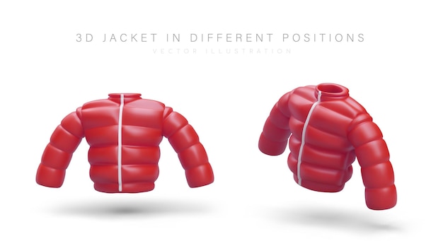 Jaqueta 3D realista em diferentes posições Poster com lugar para texto para loja de roupas