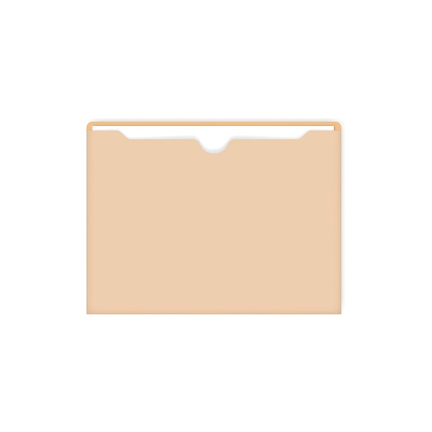 Jaqueta de arquivo manila com maquete de vetor de guia de corte reto envelope de papel plano com documento dentro