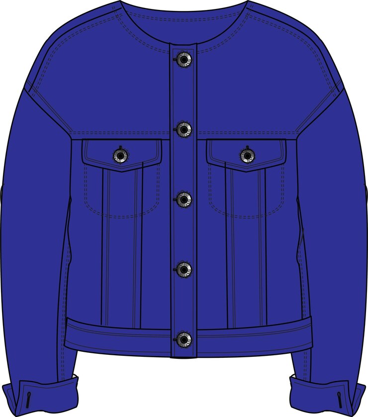 Vetor jaqueta de denim azul sólido feminino