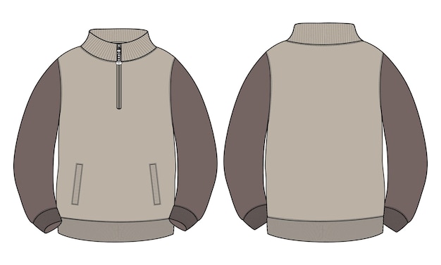 Jaqueta de manga comprida camisola técnica de moda desenho plano modelo de ilustração vetorial