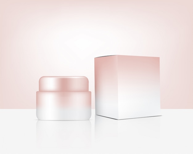 Jar Mock up realista ouro rosa cosméticos e caixa para produtos para a pele