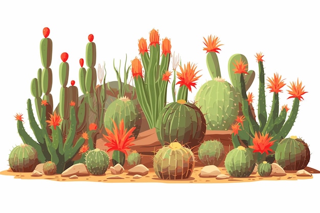 jardim de cactos com uma variedade de cactos suculentos que são excelentes plantas de interior