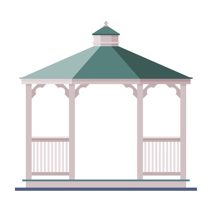 Vetor jardim de madeira ou parque gazebo elemento de projeto de infraestrutura urbana ilustração vetorial de estilo plano em fundo branco