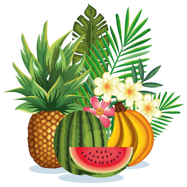 Jardim tropical com frutas