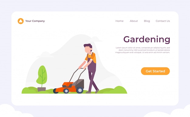 Vetor jardinagem landing page